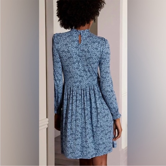 Boden Clara Jersey Knit Mini Dress High Neck size 10 blue - Picture 3 of 6